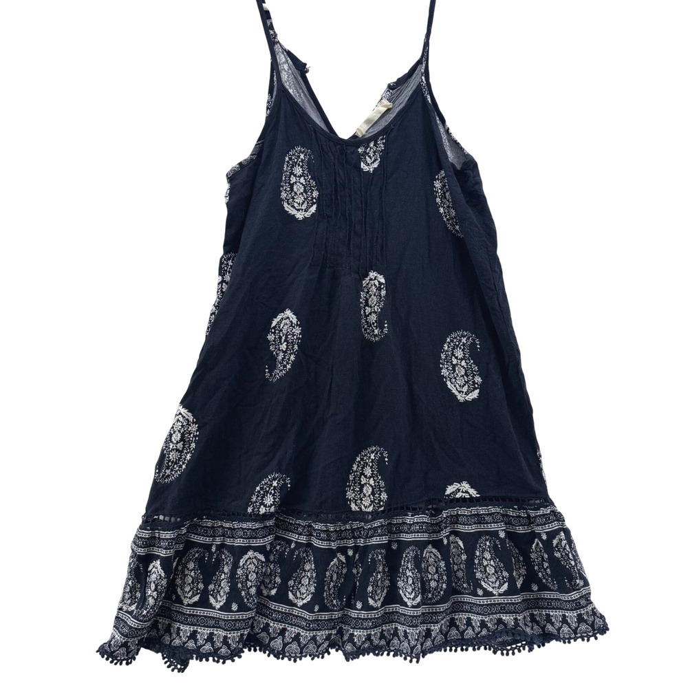 Ocean Drive Women's‎ S Adjustable Strap Paisley Print Navy Babydoll Mini Dress